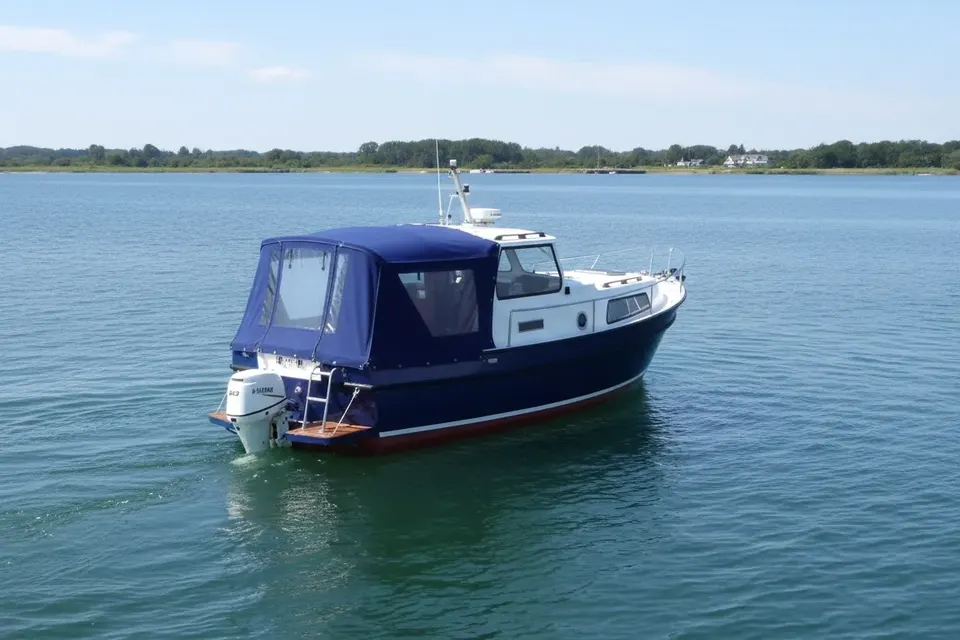A completed blue boat canopy ready for fitting for /index.html