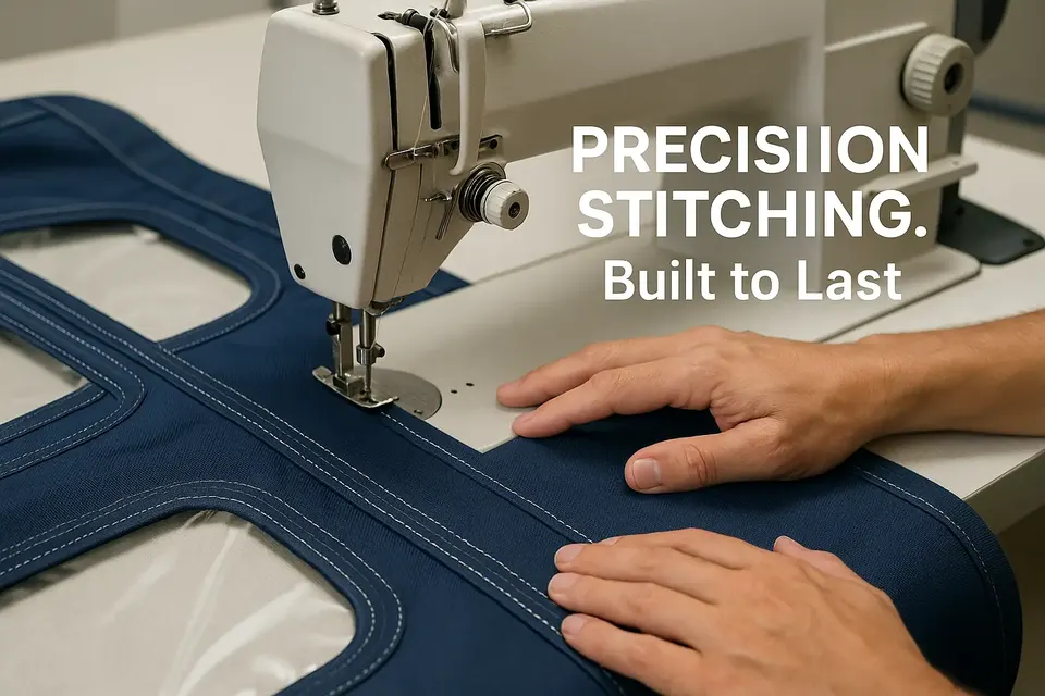 Precision stitching on marine canvas for /marine-canvas
